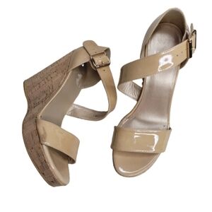 Stuart Weitzman Nude Cork Wedge Heels